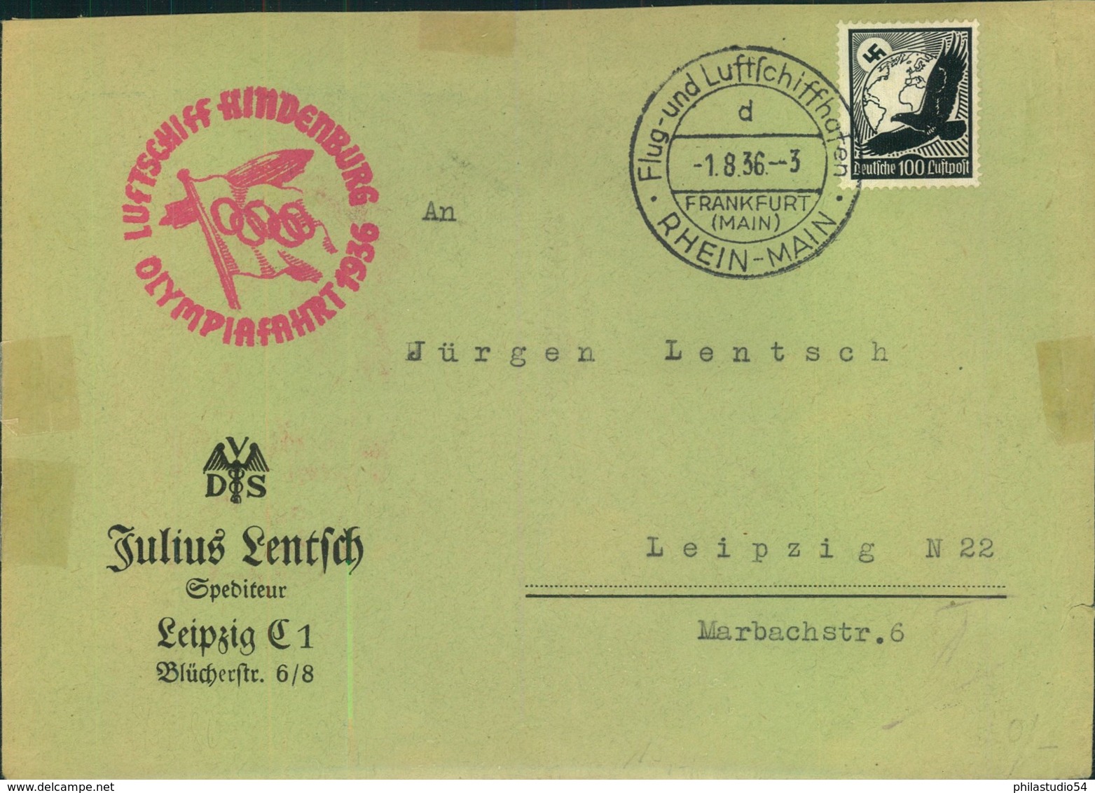 1936, Sauberer Zeppelinbrief OLYMPIAFAHRT - Sommer 1936: Berlin