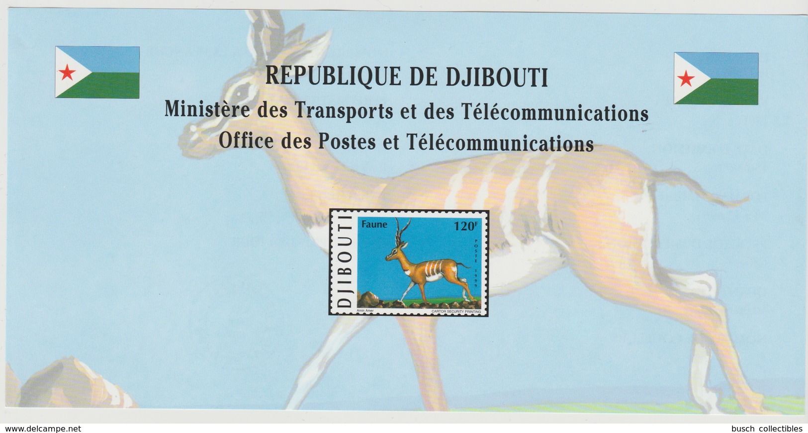 Djibouti Dschibuti 1999 Mi. 675 Presentation Paper Faune Fauna Oryx Gazella Gazelle - Andere & Zonder Classificatie