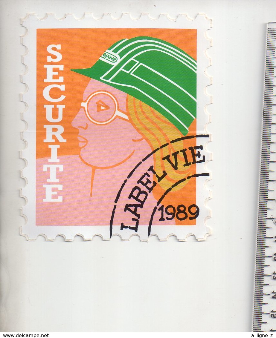 REF 1 : Sticker Autocollant Publicitaire Apave Label Vie 1989 En Forme De Timbre Poste - Adesivi