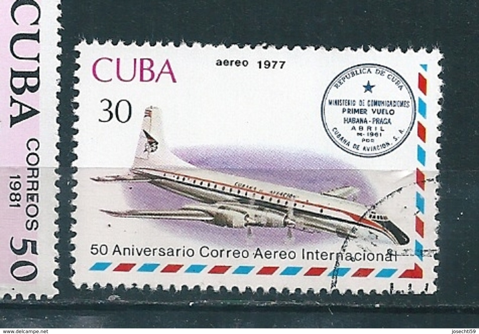 N° 265 PA265 50 An Correo Aereo Internacional Timbre Cuba	(1977)  Oblitéré - Oblitérés