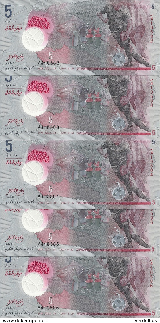 MALDIVES 5 RUFIYAA 2017 UNC P A26 ( 5 Billets ) - Maldives