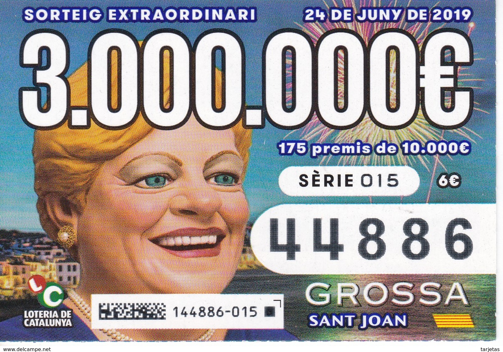 BILLETE DE LOTERIA DE LA GROSSA DE SANT JOAN DEL AÑO 2019 (LOTO) LOTERIA DE CATALUNYA - Billetes De Lotería