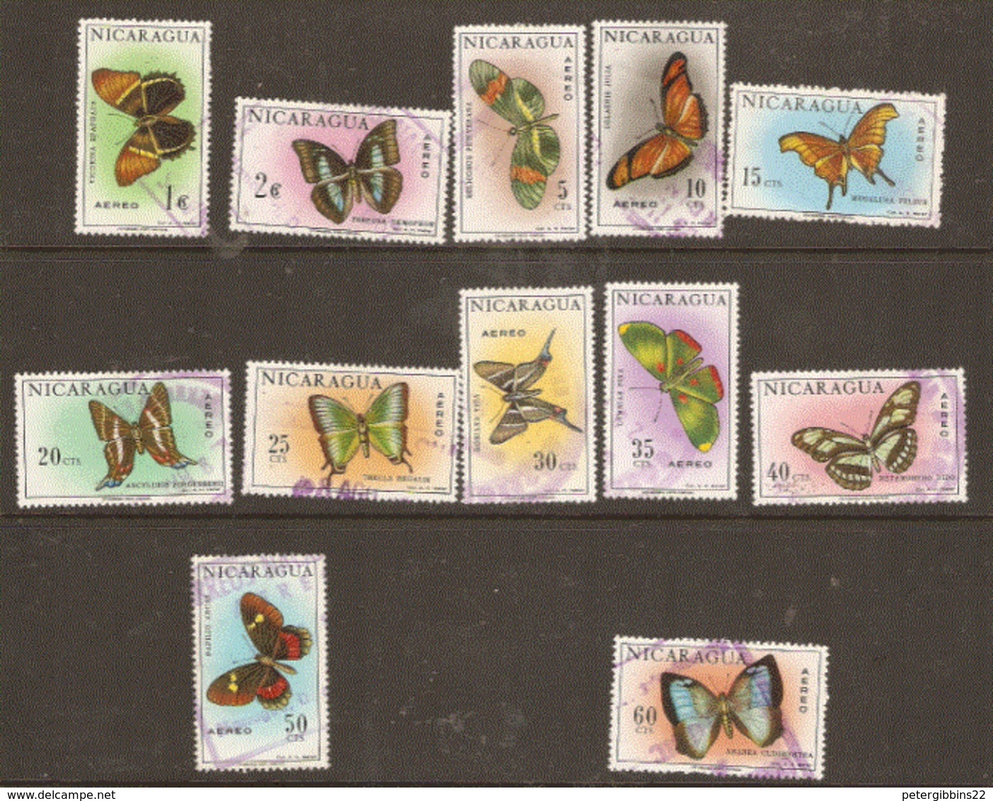 Nicaragua  1967  SG  1580-91  Butterflies  Fine Used - Nicaragua