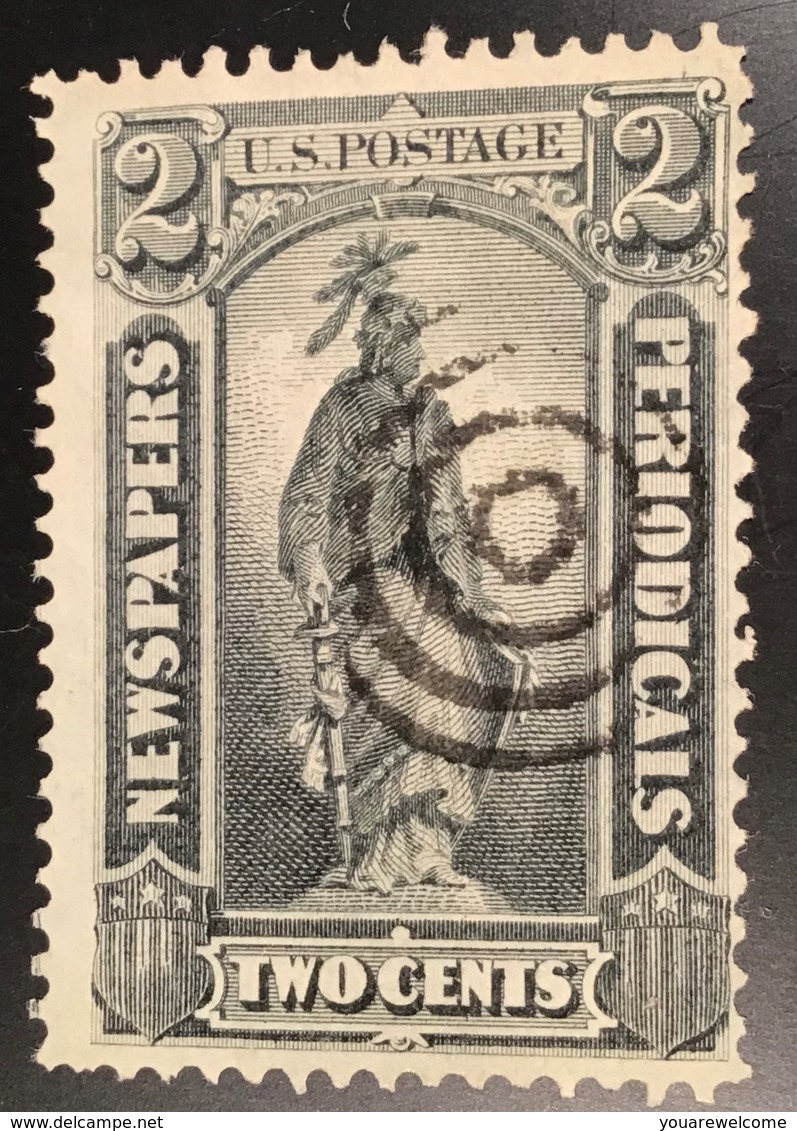 US 1875 Newspaper And Periodical Stamps Scott PR9 2c Black Justice F-VF GEM CANCELLATION (USA Timbres Pour Journaux - Giornali & Periodici