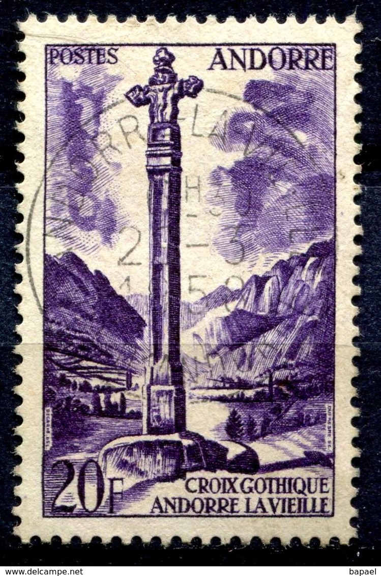 N° Yvert & Tellier 148 - Timbre D'Andorre Français (1955-58) (Oblitéré) - Paysages - Croix Gothique (2) - Gebruikt