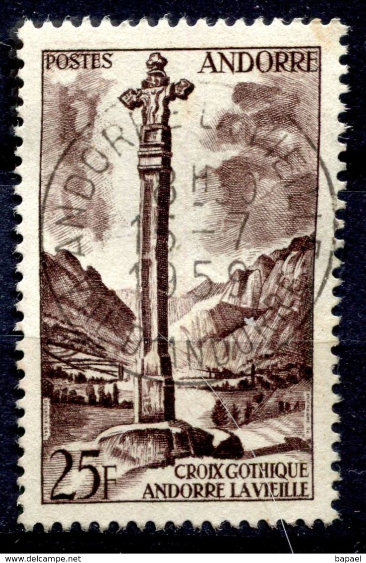 N° Yvert & Tellier 149 - Timbre D'Andorre Français (1955-58) (Oblitéré Trace De Charnière) - Paysages - Croix Gothique - Used Stamps