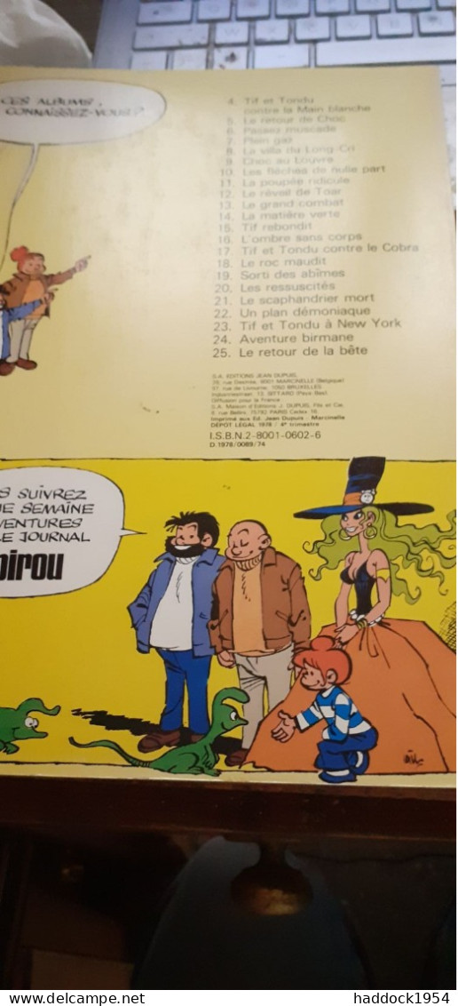 Le Gouffre Interdit WILL TILLIEUX Et DESBERG Dupuis 1978 - Tif Et Tondu
