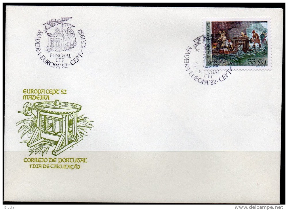 Historie CEPT 1982 Insel Madeira 77 FDC 2€ Neue Zucker-Mühle Im 15.Jhdt.history Bloc/sheet EUROPA Cover Bf Portugal - Funchal