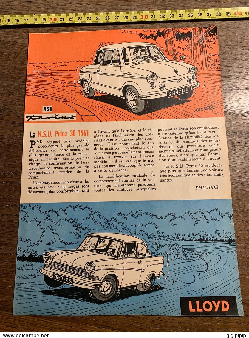 PUB PUBLICITE NSU PRINZ 30 LLOYD - Collections