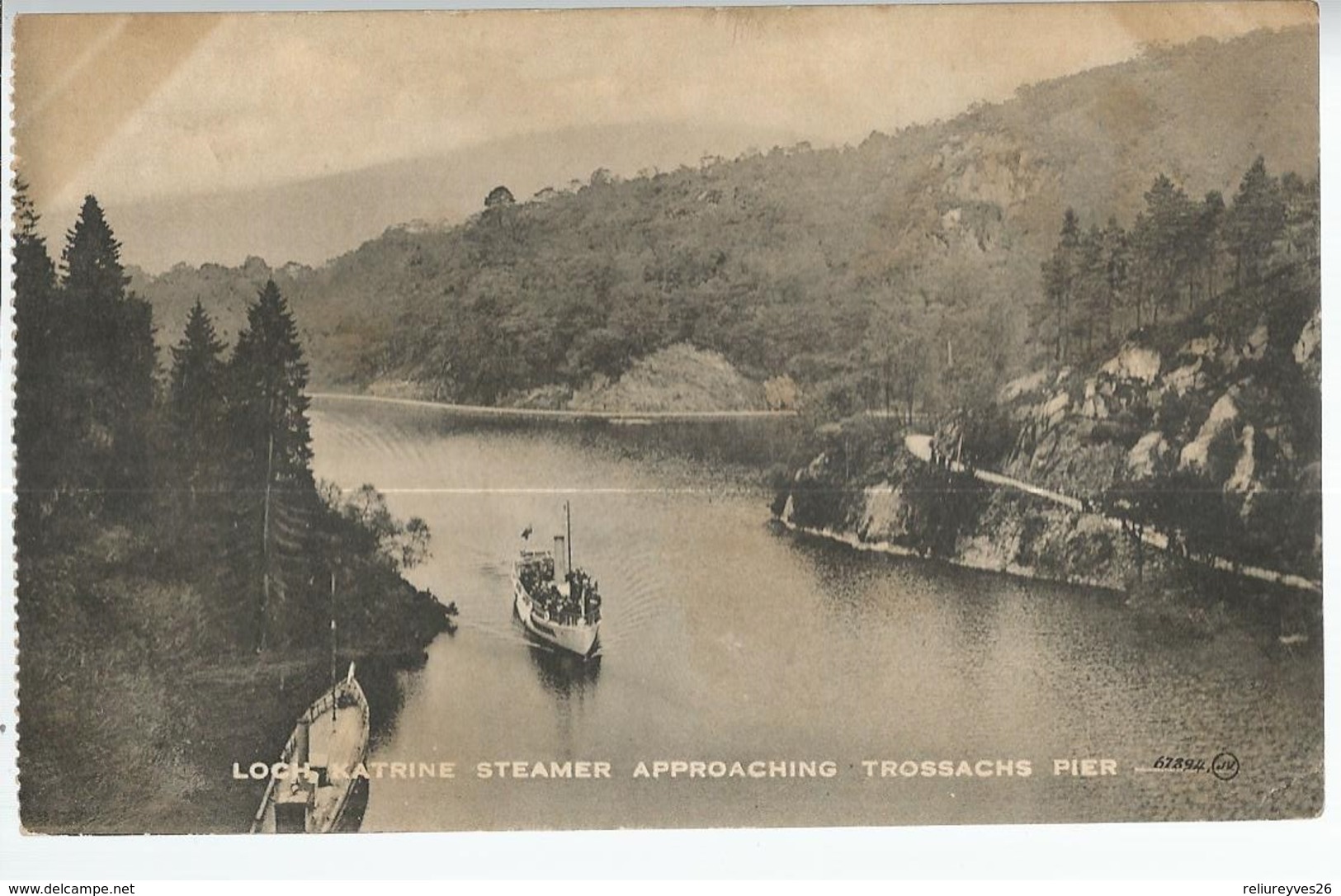 CPSM , R.U , N°179, Loch Katrine Steamer Approaching Trossachs Pier  Ed. Valentine's , 1924 - Selkirkshire