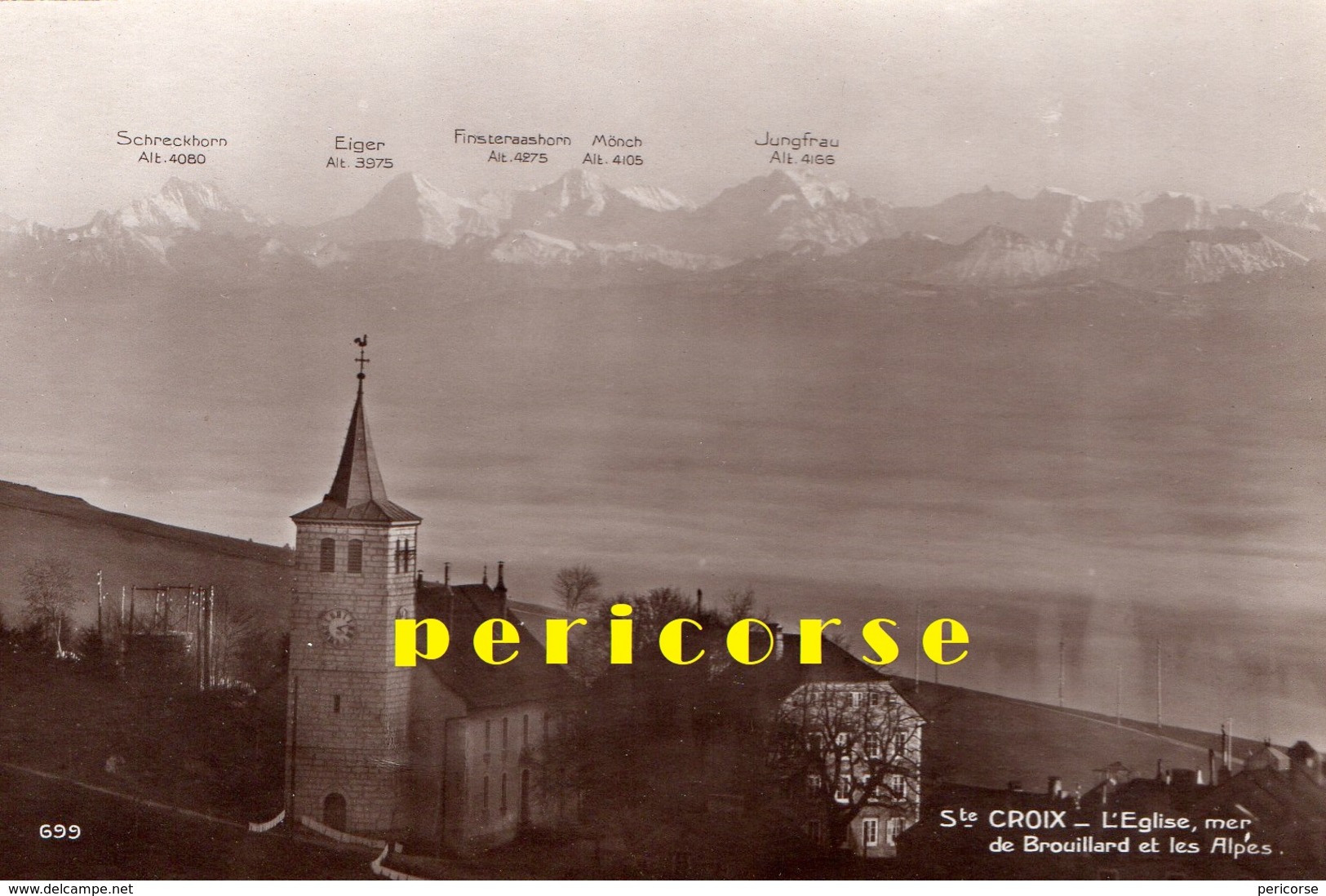 Sainte Croix  L'Eglise ,mer De Brouillard Et Les Alpes - Sainte-Croix 
