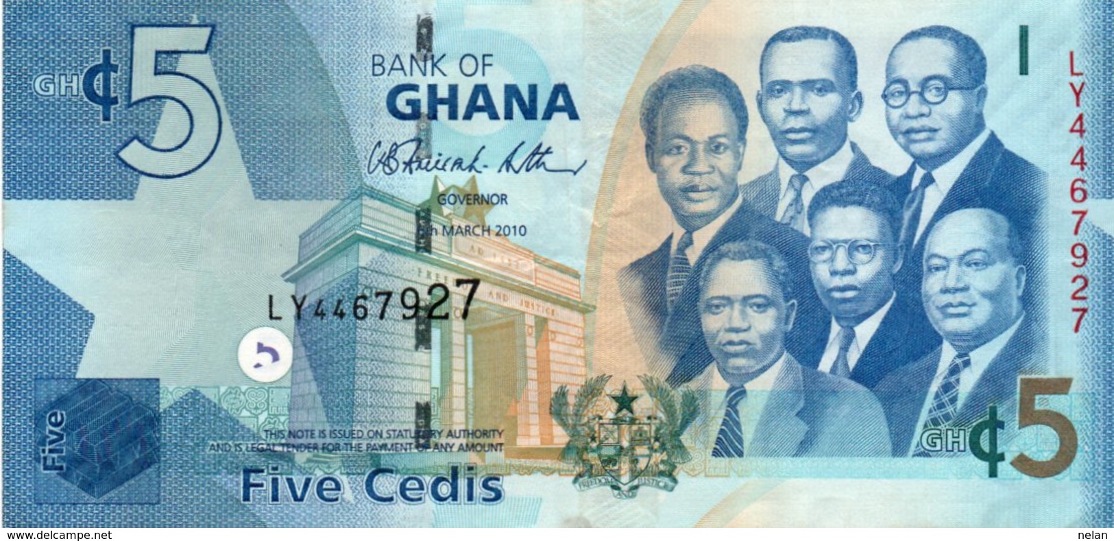 GHANA 5 CEDI 2010 P-38b  Circ-xf-aunc - Ghana