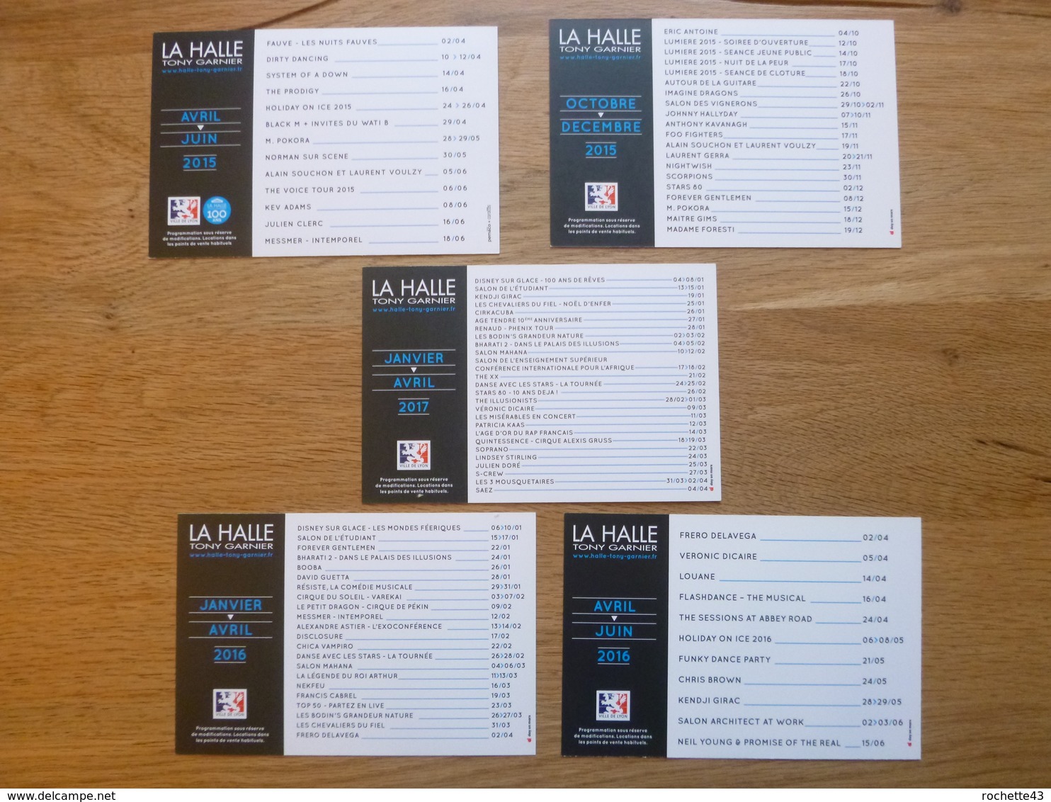 Lot De 5 Cartes - Programmation La Halle Tony Garnier - Lyon - Manifestations