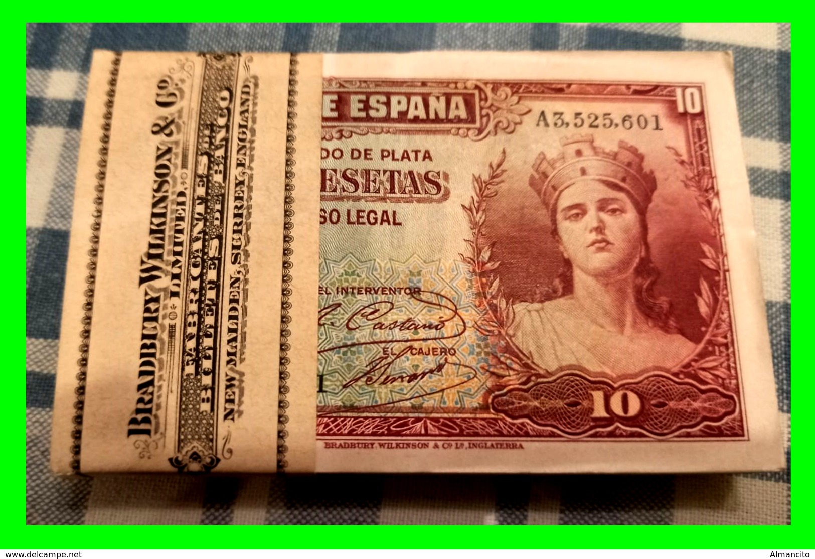 ESPAÑA TACO DE 100 BILLETES DE 10 PESETAS (( CERTIFICADO DE PLATA  AÑO 1935 )) - 1-2 Peseten