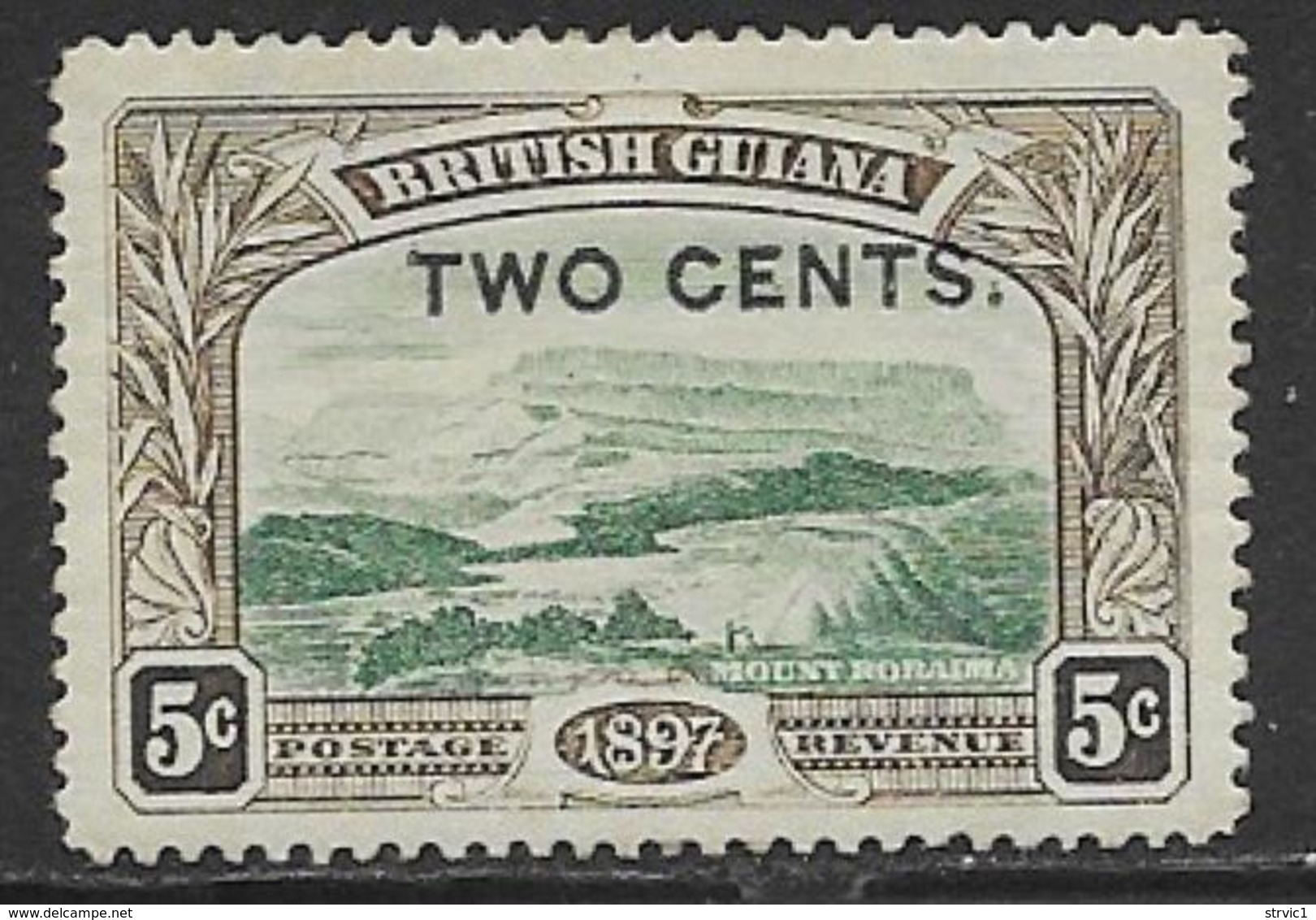 British Guiana Scott # 157 Mint Hinged Mt. Roraima, Surcharged,1899 - British Guiana (...-1966)