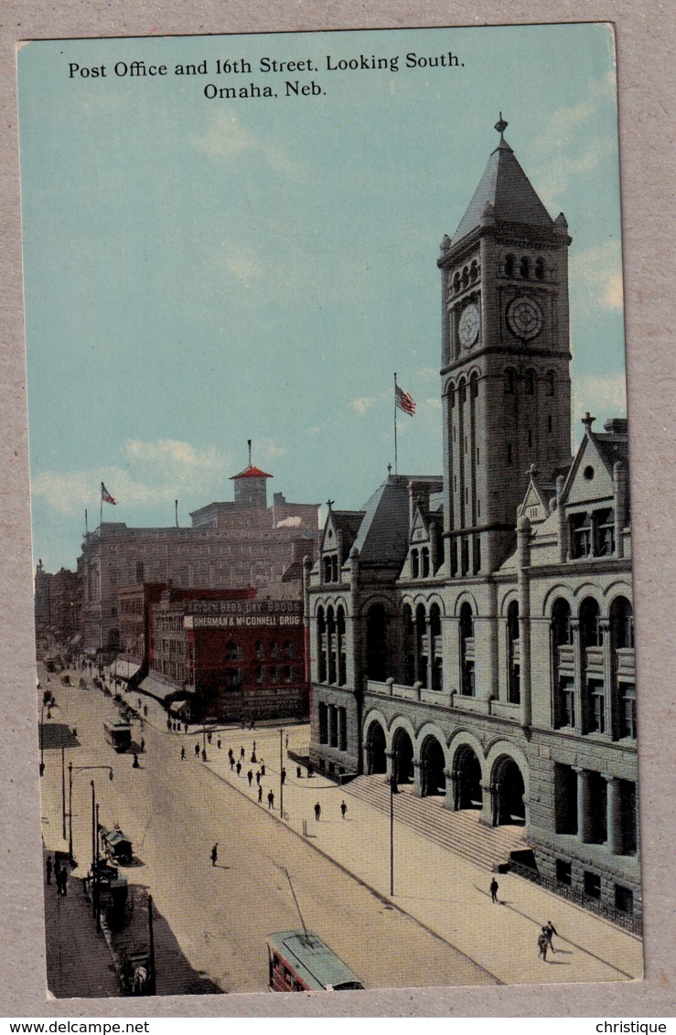 Omaha, Neb. Post Office And 16th Street Looking South.  1907-1915 Unused - Omaha