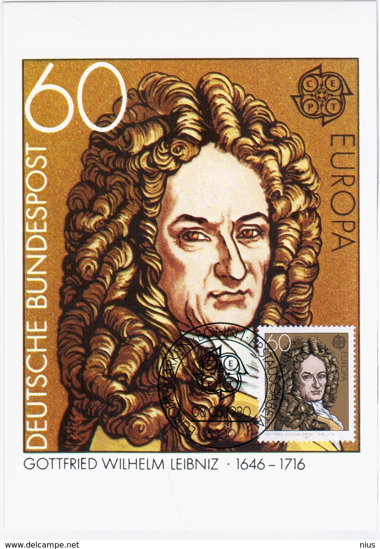Germany Deutschland 1980 Maximum Card, Europa-Marken CEPT, Gottfried Wilhelm Leibniz, Mathematician, Philosopher - 1961-1980