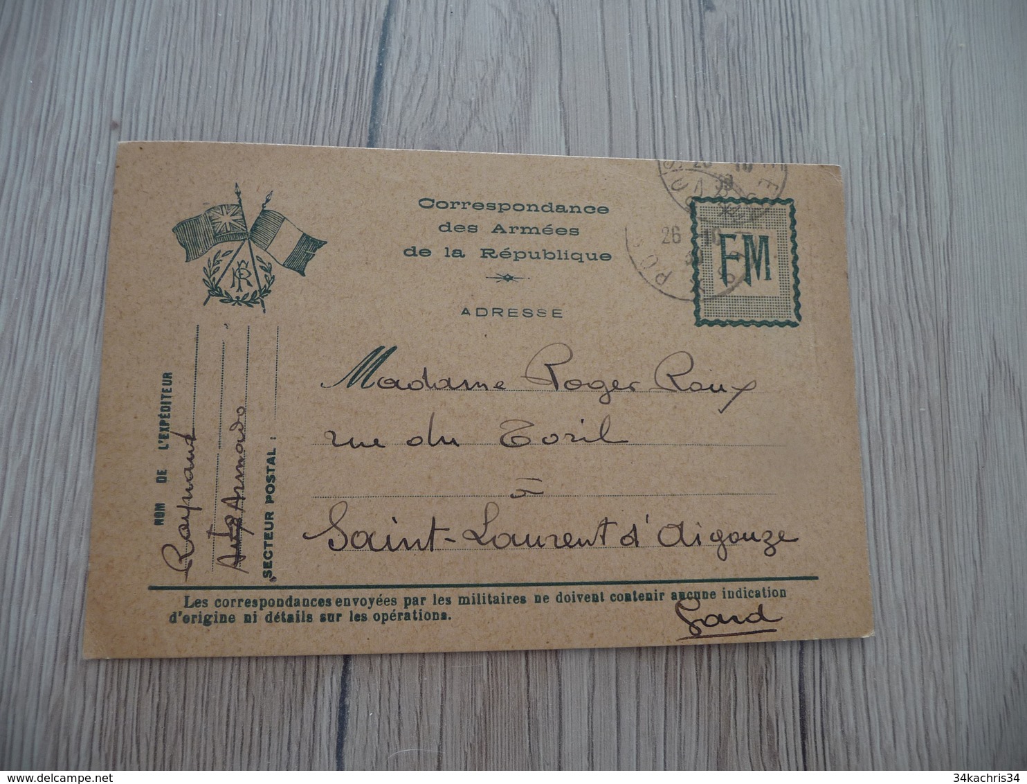 CPFM Carte De Franchise Militaire 1939 Avec Autographe Texte  Raynaud Félibre Mistral - Briefe U. Dokumente