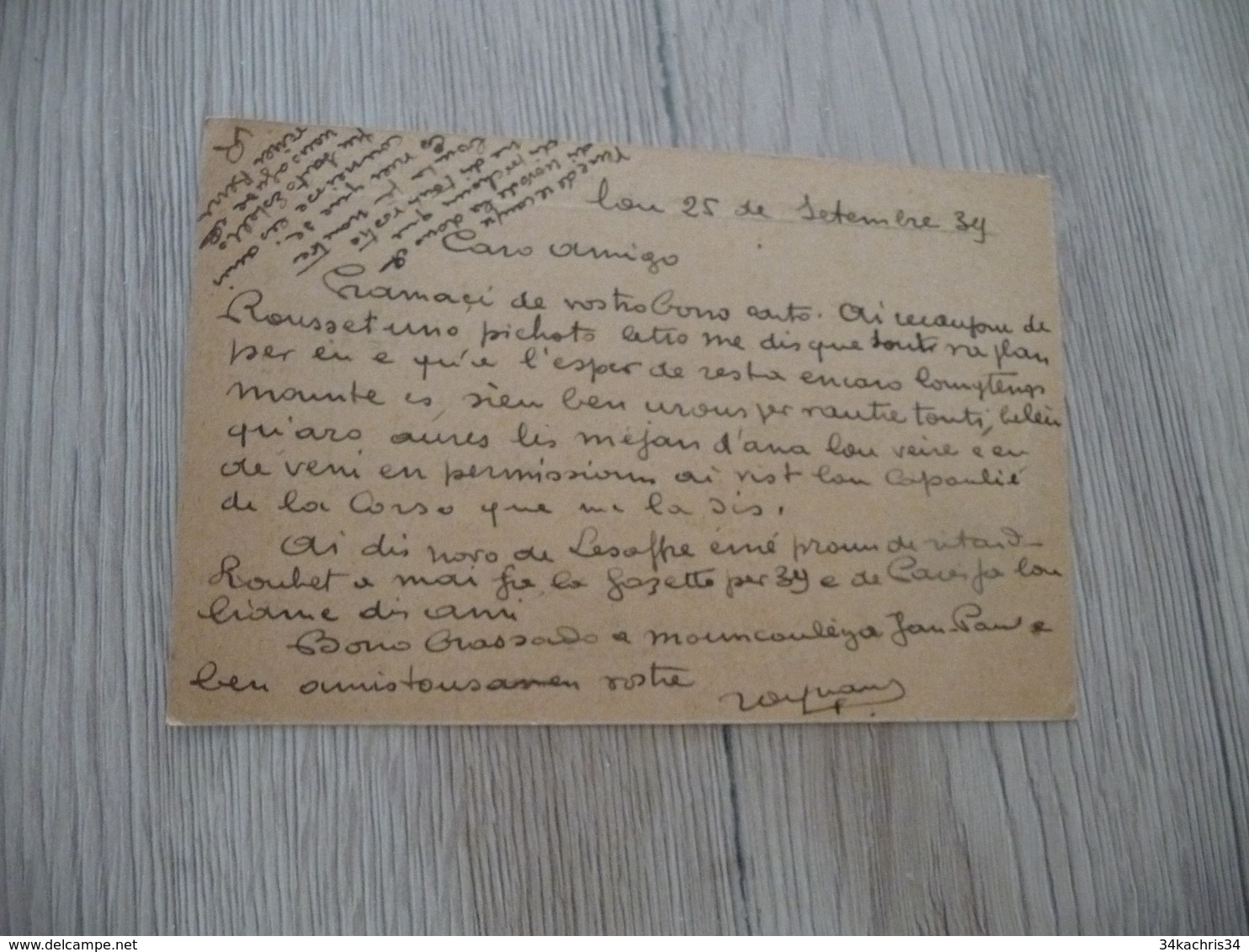 CPFM Carte De Franchise Militaire 1939 Avec Autographe Texte  Raynaud Félibre Mistral - Briefe U. Dokumente