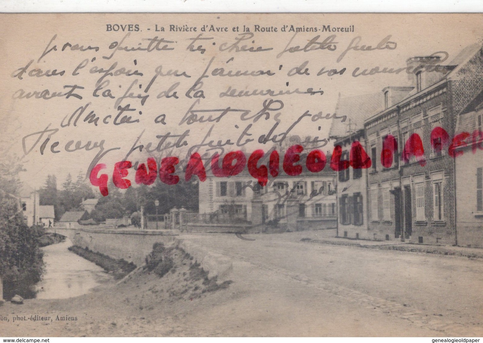 80 - BOVES- LA RIVIERE D' AVRE ET LA ROUTE D' AMIENS MOREUIL    - SOMME - Boves