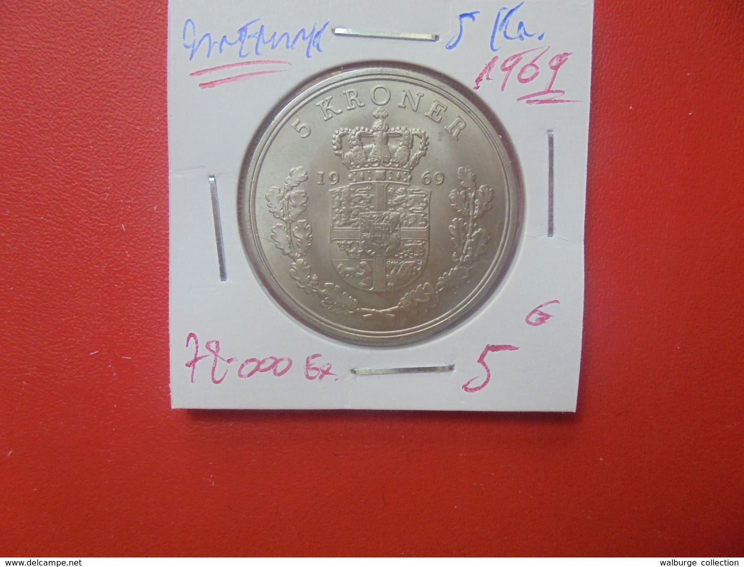 DANEMARK 5 KRONER 1969 DATE PEU COURANTE TRES BELLE QUALITE ! (A.7) - Danemark