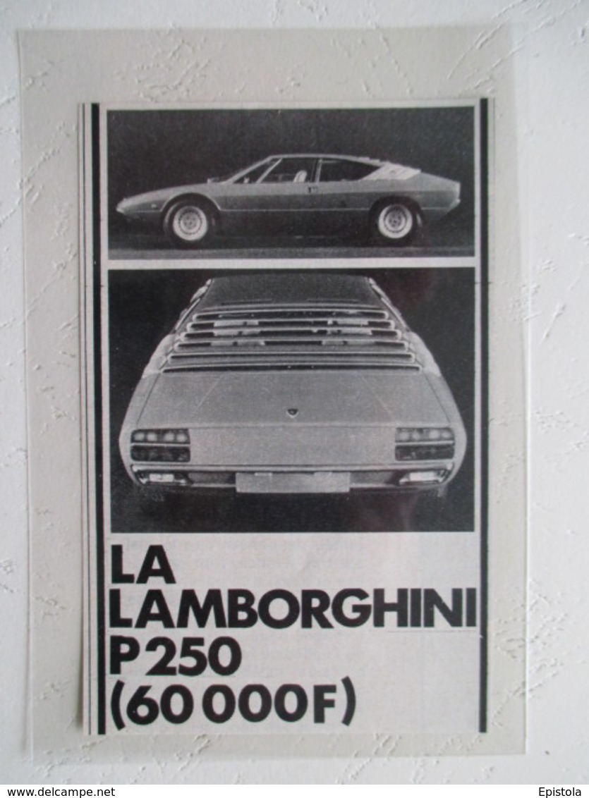 Lamborghini Urraco P250   - Coupure De Presse De 1973 - Voitures