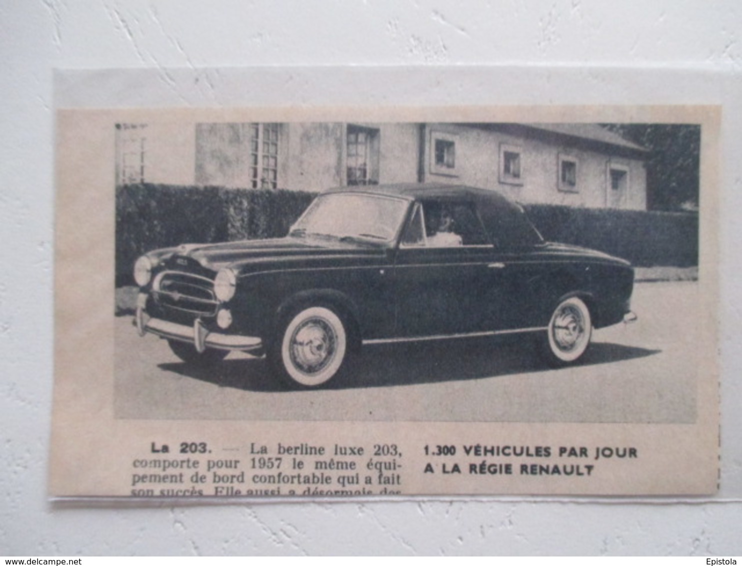 Voiture Nouvelle Peugeot 203 Coupé Cabriolet  - Coupure De Presse 1956 - Voitures