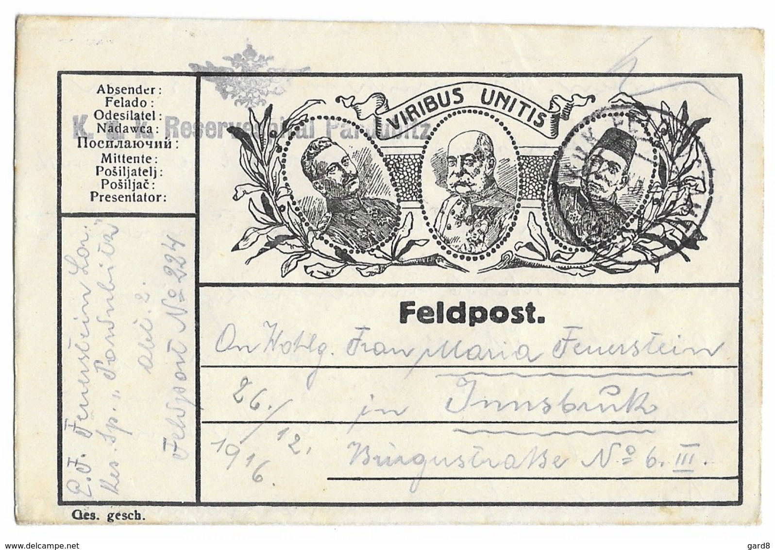 Feldpostkarte  - Empire D'Autriche-Hongrie   - WWI - Guerra 1914-18