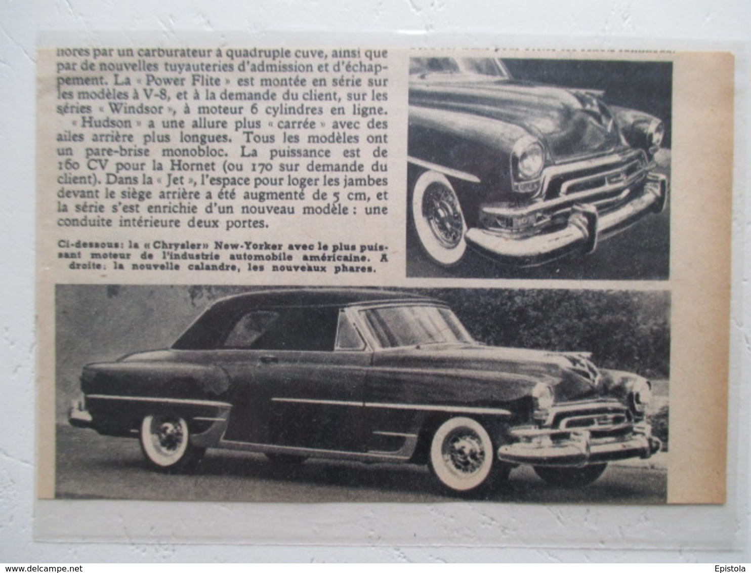 USA Automobile Américaine - Nouvelle Chrysler New Yorker Coupé 2 D    -  Coupure  De Presse De 1954 - Voitures