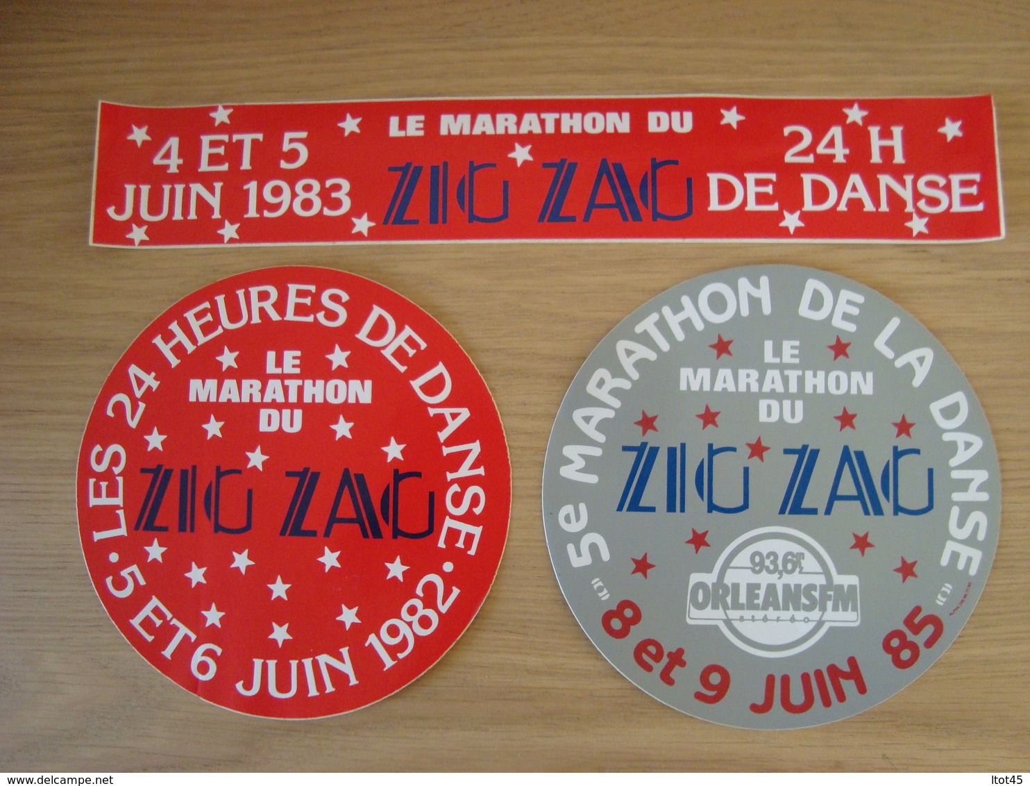 LOT DE 3 AUTOCOLLANTS LE MARATHON DE LA DANSE ZIG ZAG ORLEANS 1982 1983 1985 - Autocollants