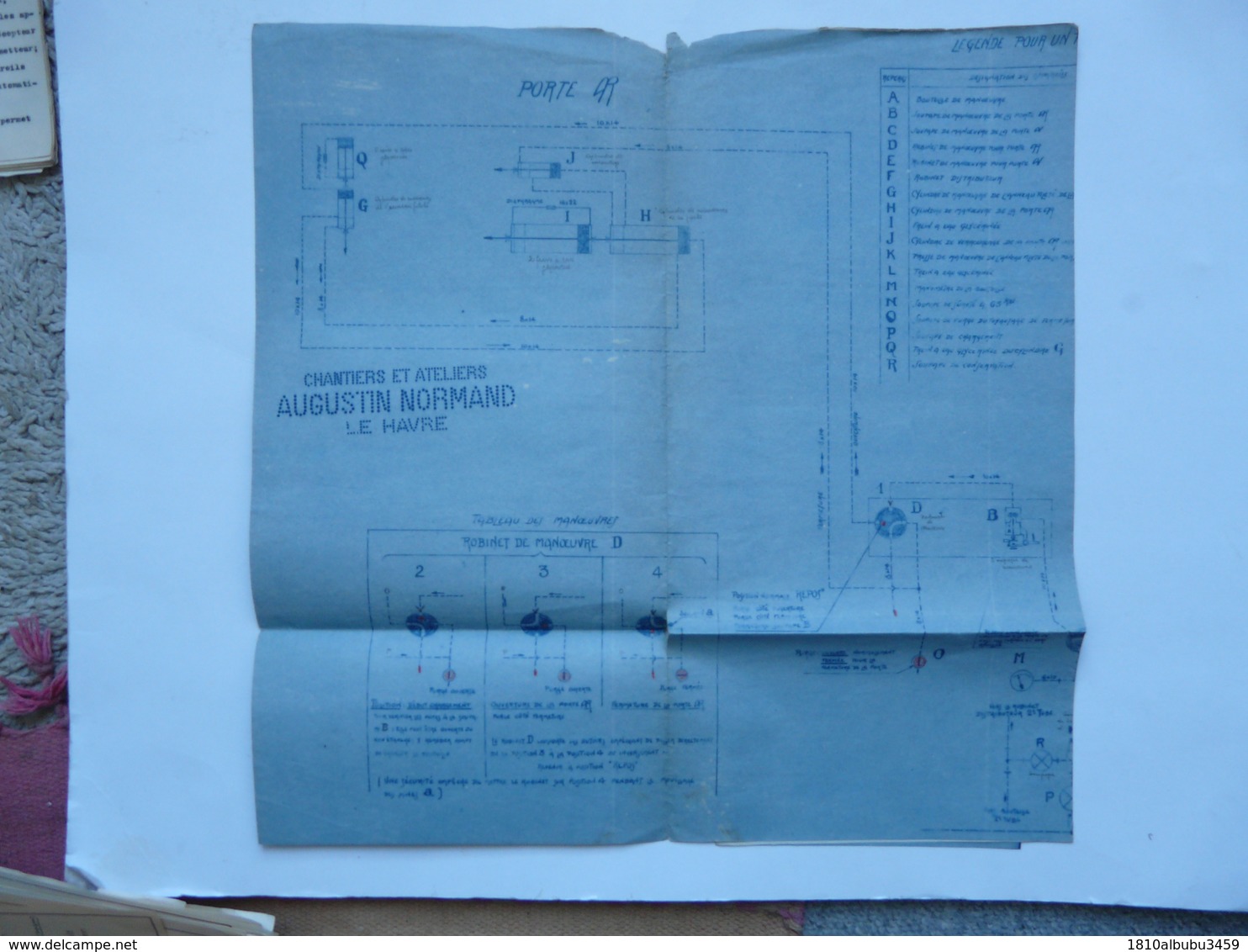 VIEUX PAPIERS - SCHEMA DE LA DISTRIBUTION D'AIR : Chantiers Et Ateliers AUGUSTIN NORMAND - Le Havre - Machines