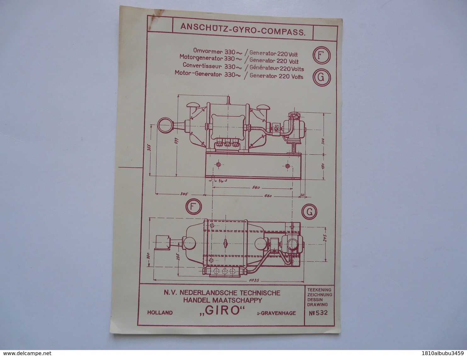 VIEUX PAPIERS - PLANCHE F-G : ANSCHÜTZ - GYRO-COMPASS - Compas Gyroscopique - Sous-marin - Machines