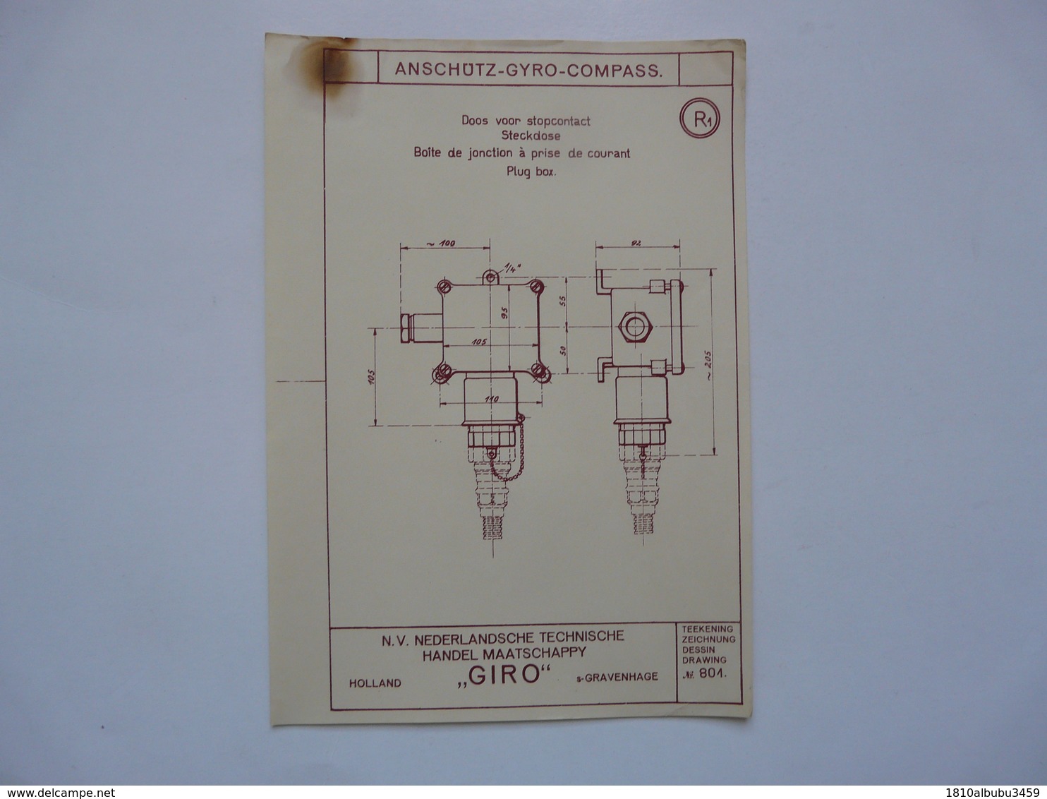 VIEUX PAPIERS - PLANCHE R1 : ANSCHÜTZ - GYRO-COMPASS - Compas Gyroscopique - Sous-marin - Machines