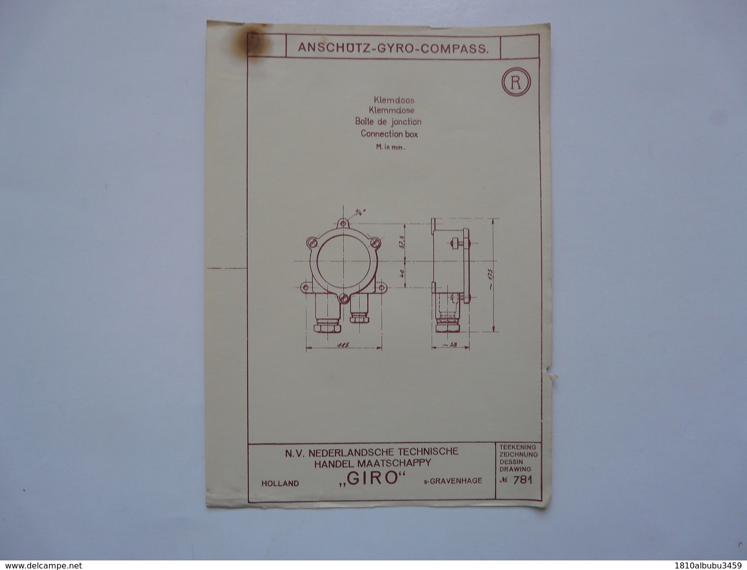 VIEUX PAPIERS - PLANCHE R : ANSCHÜTZ - GYRO-COMPASS - Compas Gyroscopique - Sous-marin - Machines