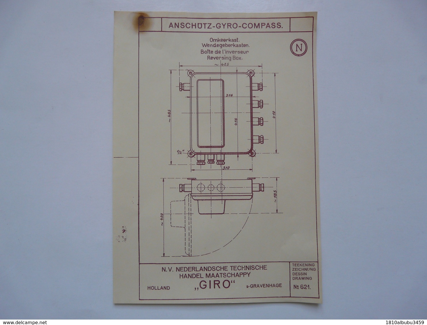 VIEUX PAPIERS - PLANCHE N : ANSCHÜTZ - GYRO-COMPASS - Compas Gyroscopique - Sous-marin - Machines