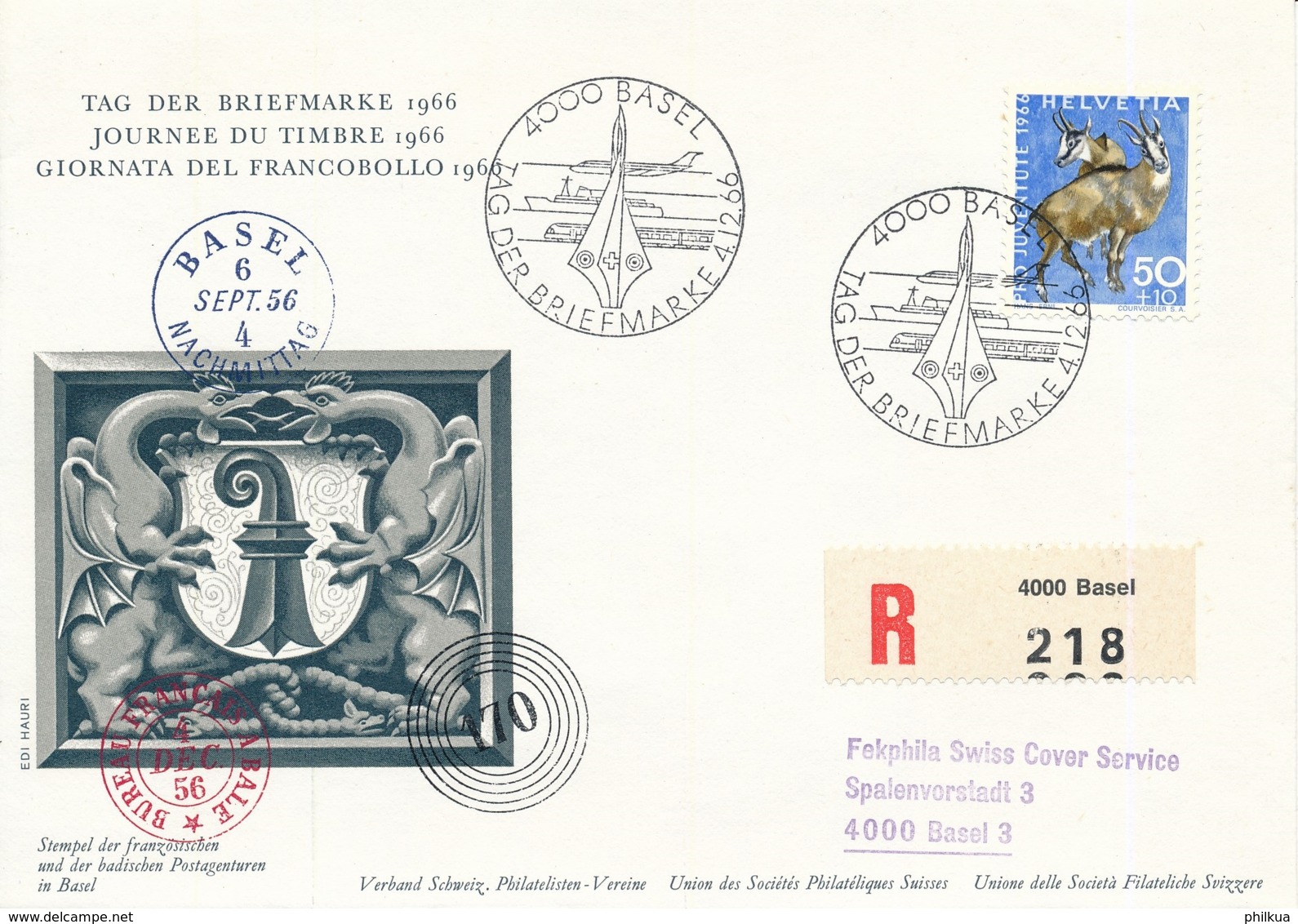 1966 Tag Der Briefmarke BASEL - Journee Du Timbre - Giornata Del Francobollo - Illustrierter R-Brief - Giornata Del Francobollo