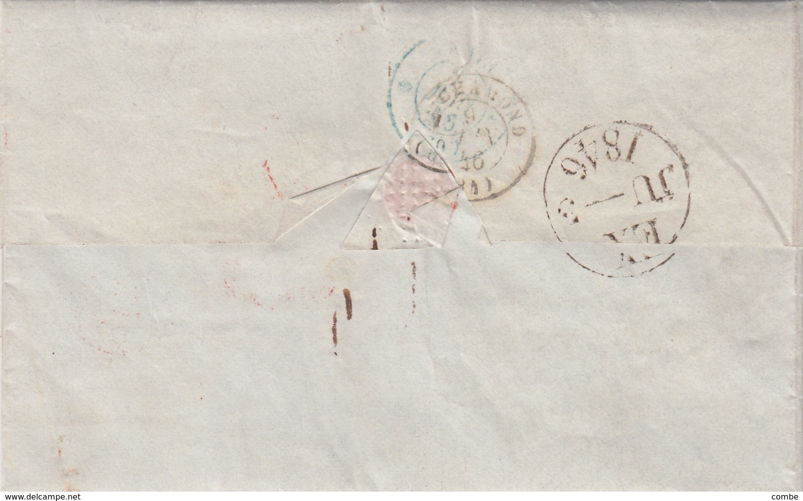 LETTER, 5 2 1846. LONDON TO FRANCE. ENTREE ANGL / BOULOGNE. TAXE PLUME 15 - ...-1840 Vorläufer