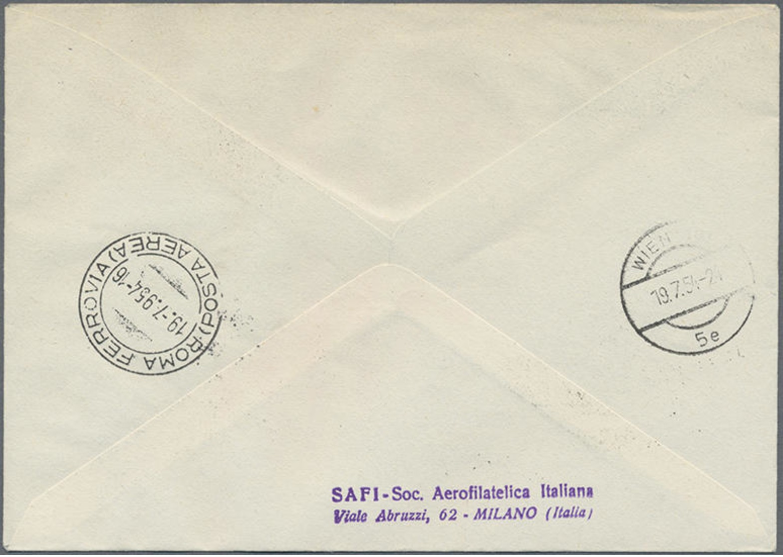 1954,19.7., LAI-Erstflug Rom-Wien Auf Drucksache-Brief Ab San Marino, Adressatname Unkenntlich Gemacht - Autres & Non Classés