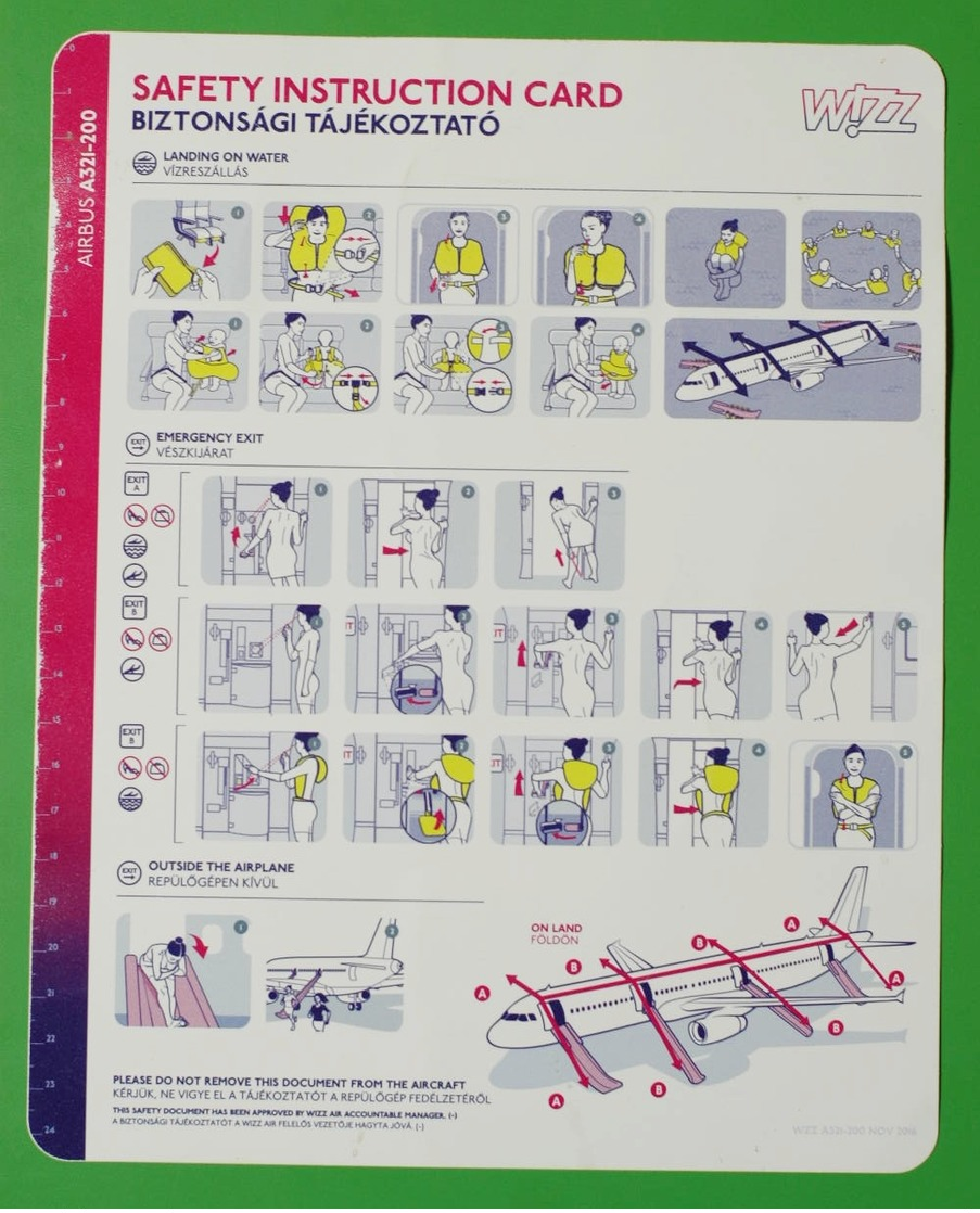 Wizzair - Airbus A321 | SAFETY CARD | Avion / Airplane / Flugzeug - Veiligheidskaarten