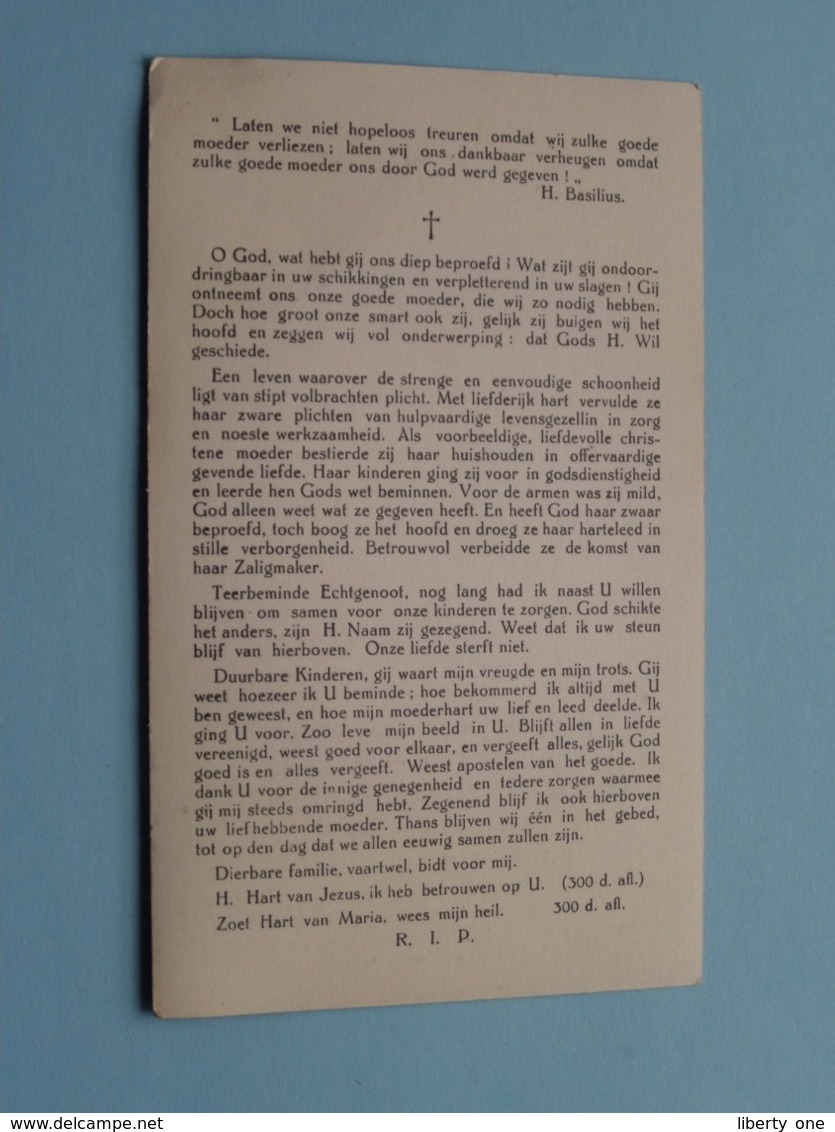 DP Louise VAN QUEKELBERGHE ( Jules Goossens ) Kaprijke 16 Dec 1888 - St. Laureins 5 Maart 1947 ( Zie Foto's ) ! - Todesanzeige