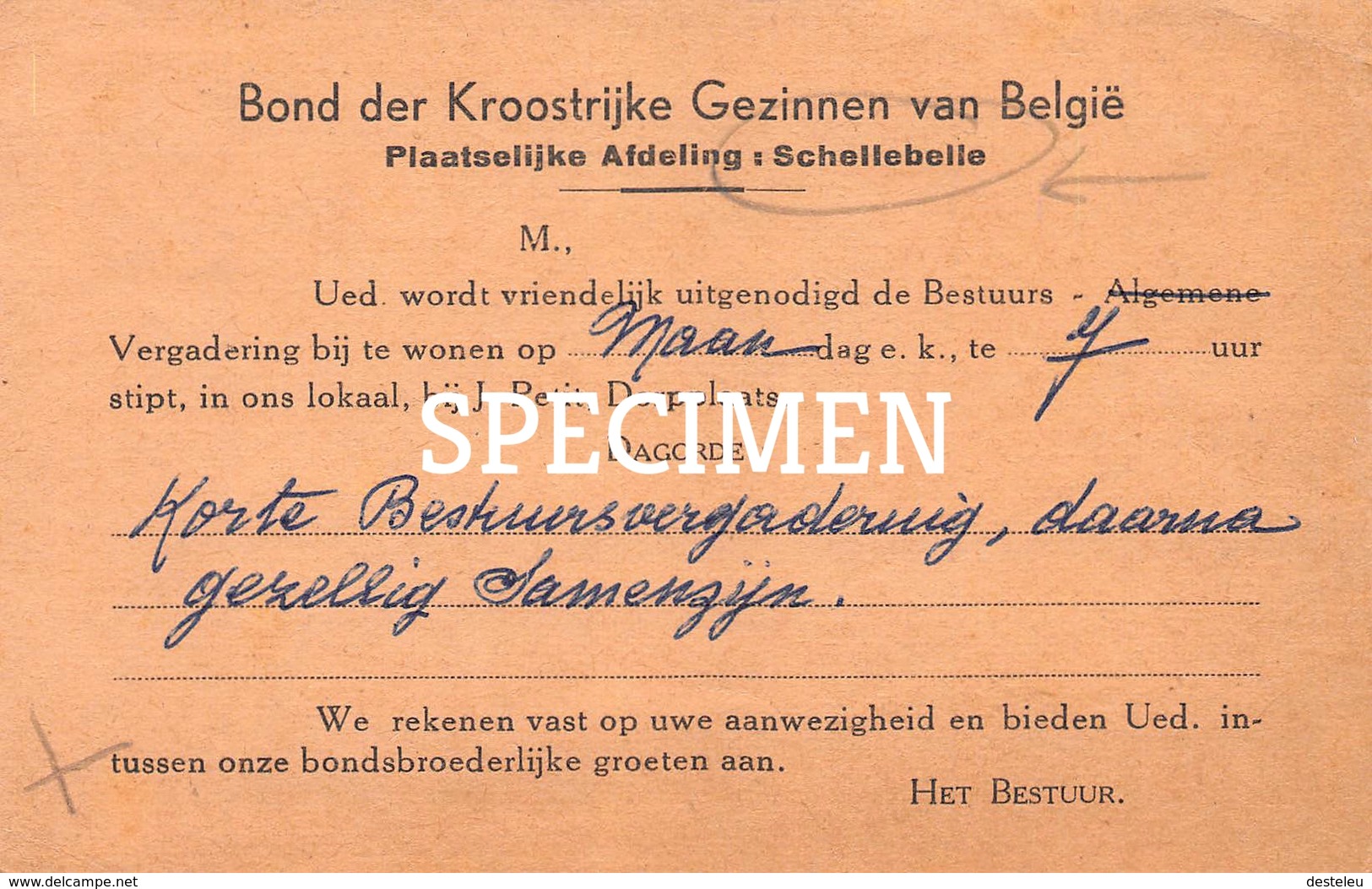 Bond Der Kroostrijke Gezinnen Van België - Bestuursvergadering - Schellebelle - Wichelen