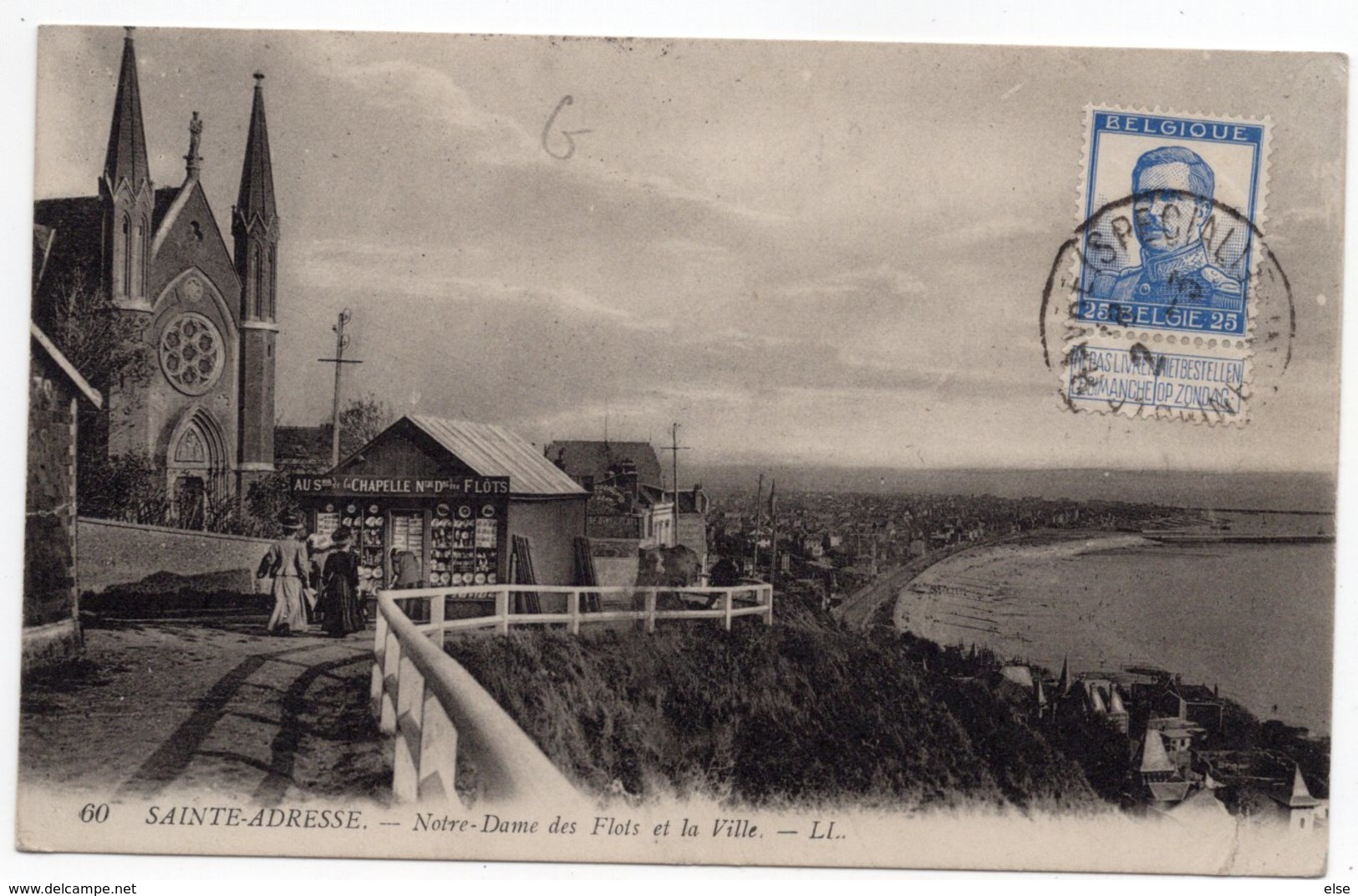 CACHET  MILITAIRE  BUREAU SPECIAL LE HAVRE  SUR TIMBRE BELGE  SUR UNE CARTE DE SAINTE ADRESSE - Guerra De 1914-18