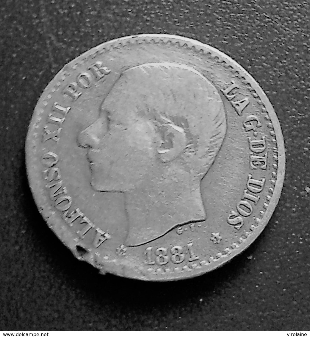 ESPAGNE 50 CENT 1881 ALFONSO XII  ARGENT  (B17 32) - Münzen Der Provinzen