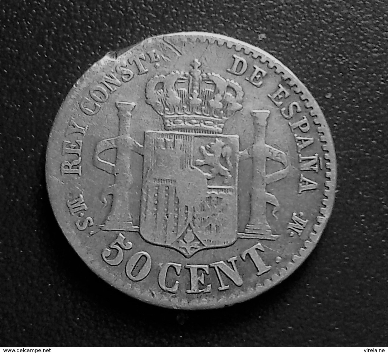 ESPAGNE 50 CENT 1881 ALFONSO XII  ARGENT  (B17 32) - Monnaies Provinciales