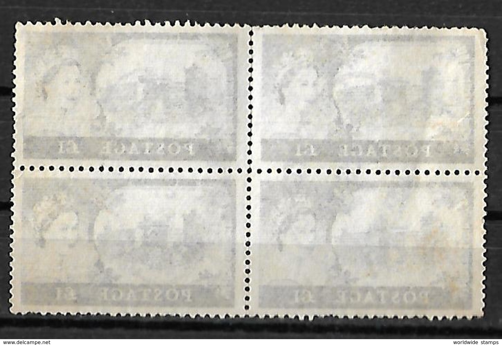 Great Britain 1959 £1 Wilding Castle  Block Of 4 England  High Value Used Stamps - Ungebraucht
