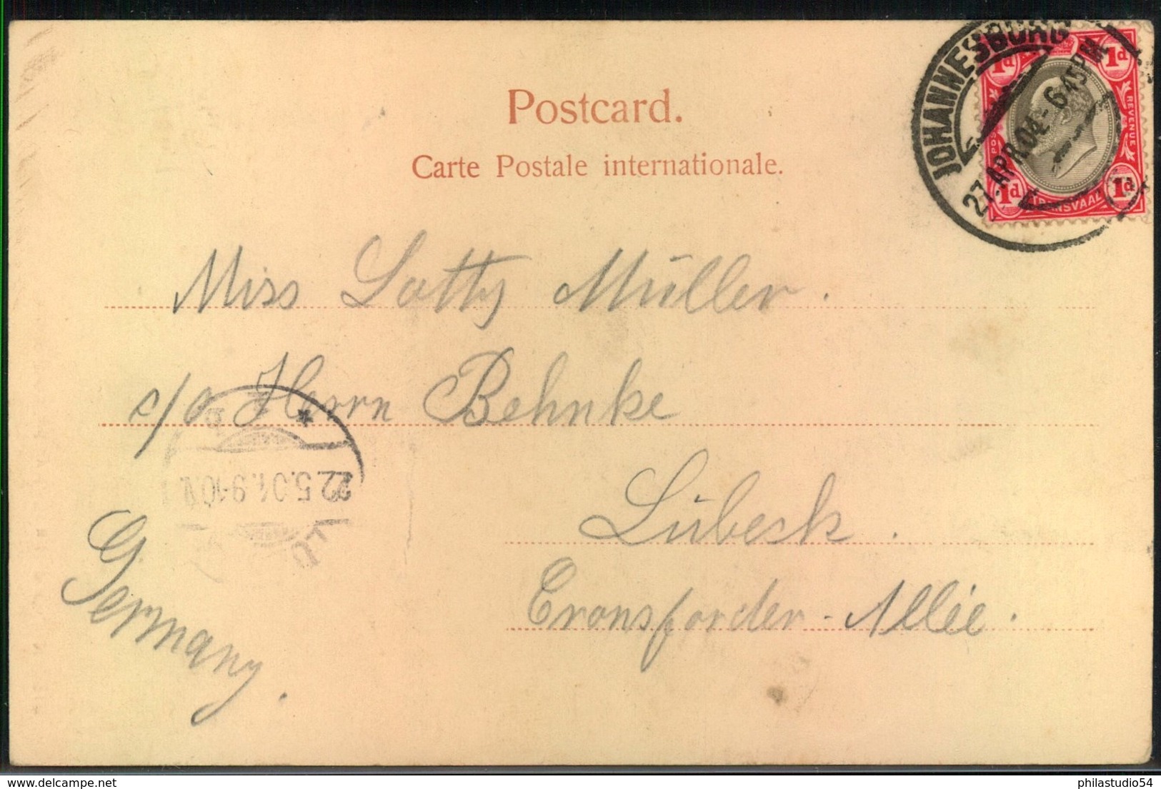 1904, Ppc "Ricksha Boy" From JOHANNESBURG To Germany - Zonder Classificatie