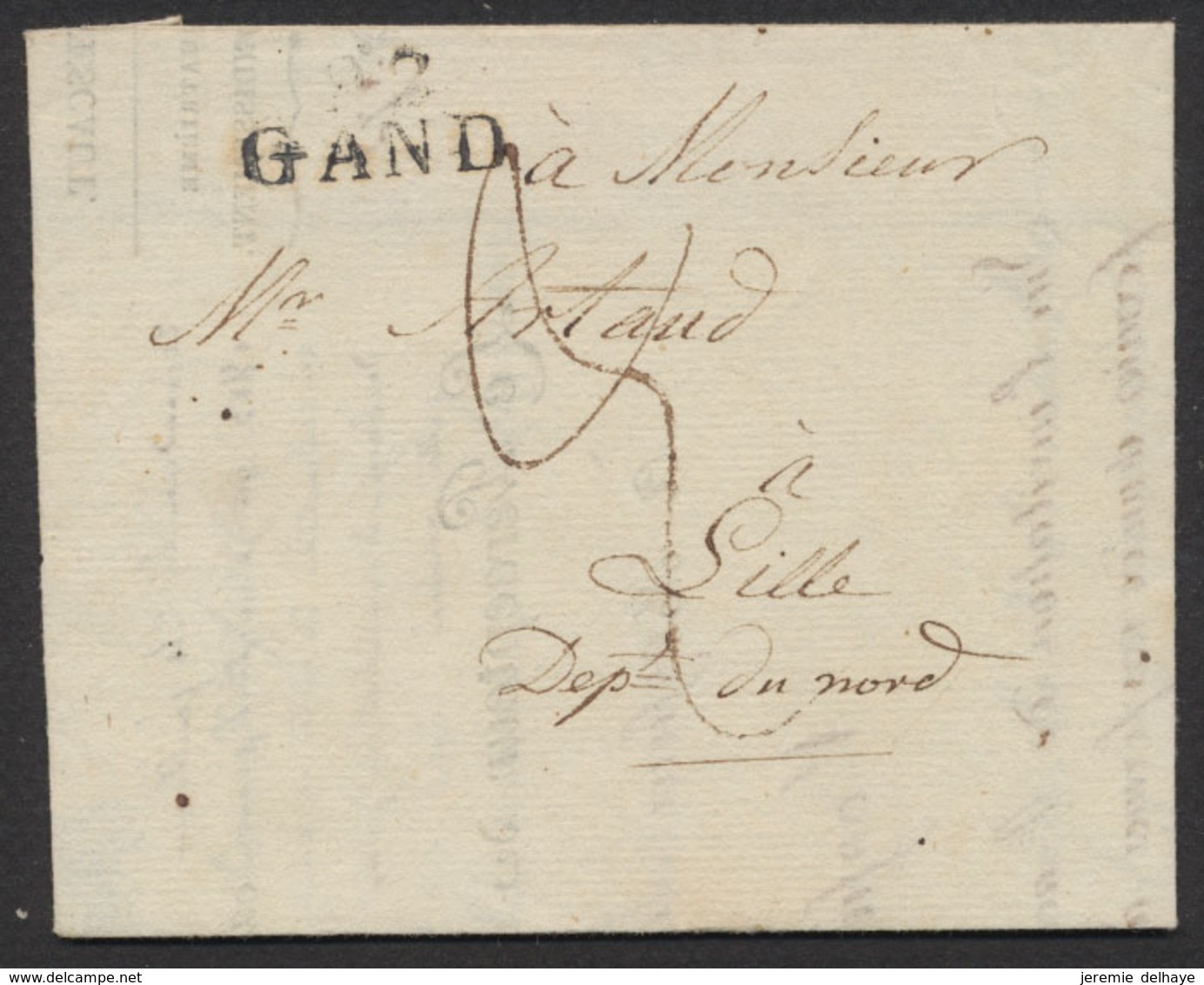 Précurseur - LAC Datée Des Pays-Bas (Axel, 1813), Posté à Gand çàd Obl Linéaire 92 / Gand > Lille, Dépt. Du Nord - 1794-1814 (Période Française)