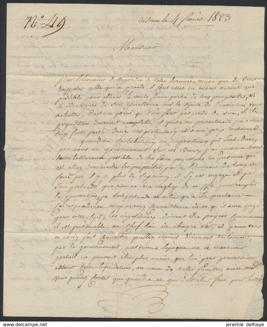 Précurseur - LAC Datée De Aiseau (1823) + Obl Linéaire CHARLEROI Et Encadré Noir "Pays-Bas Par Valenciennes" > Paris - 1815-1830 (Période Hollandaise)