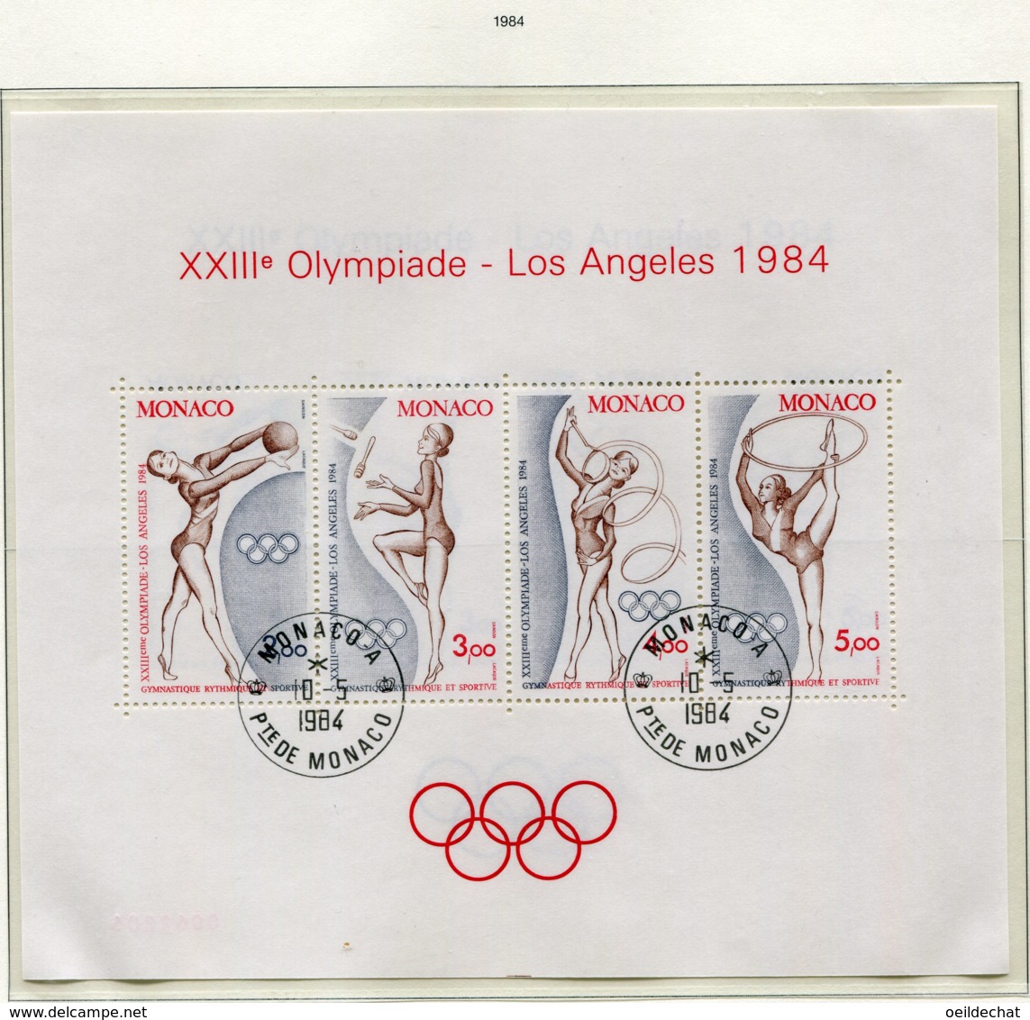 17386 MONACO Collection Vendue Par Page BF 27 ° Jeux Olympiques D'été à Los Angeles    1984  TB - Blocs