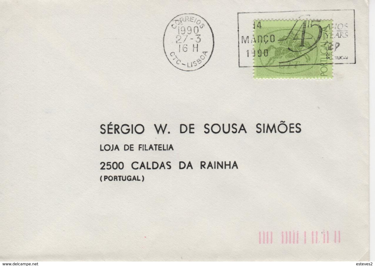 Portugal , 1990 , Mechanical Postmark  45 ANOS YEARS TAP AIR PORTUGAL - Postmark Collection